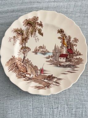 5 vintage 10" stoneware dinner plates
